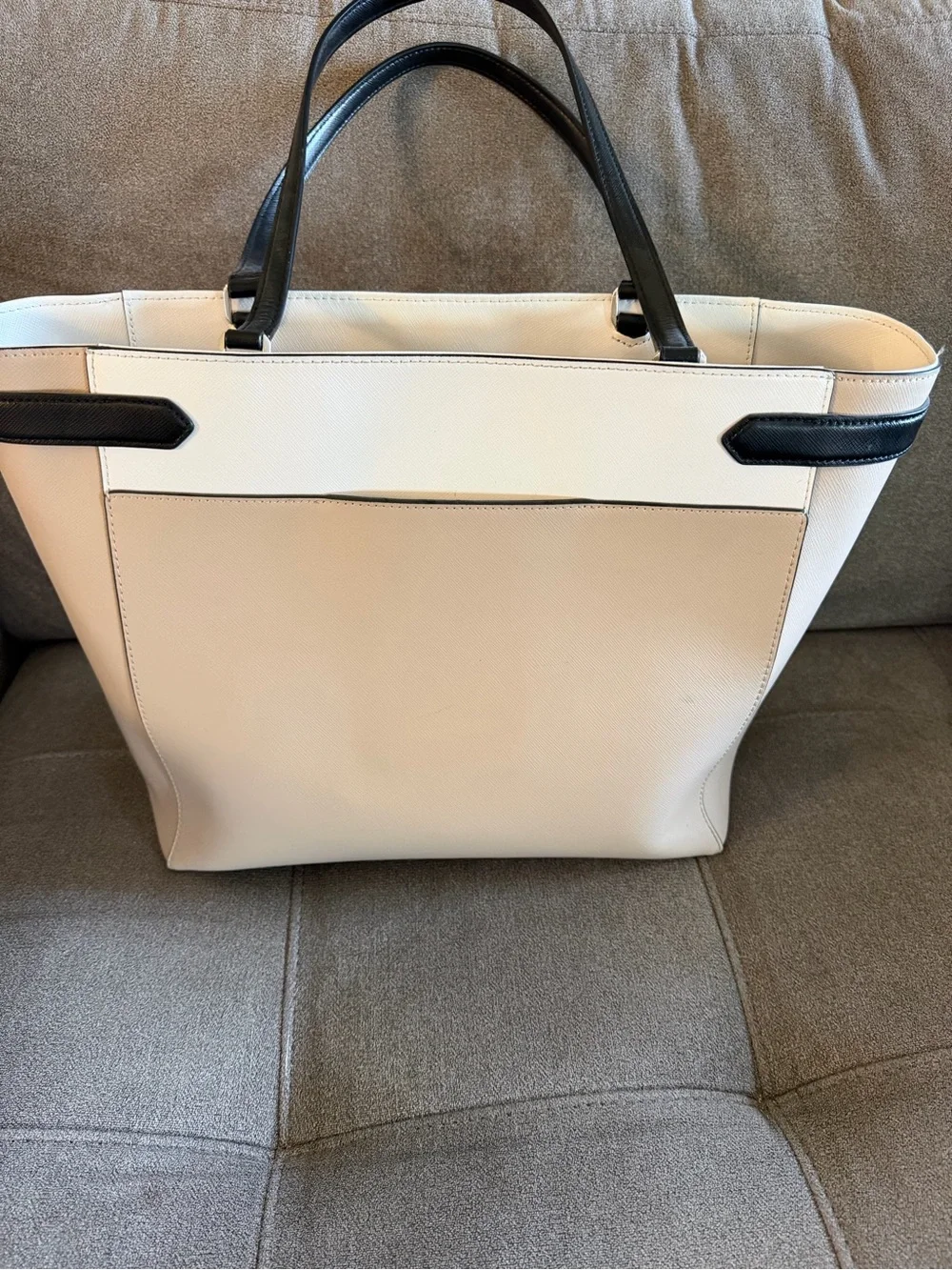 kate spade cream/tan tote with black trim